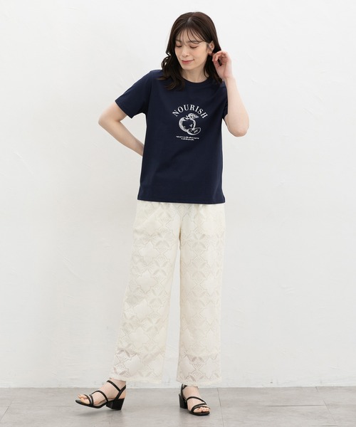 Honeys（ハニーズ）の「【ハニさら・接触冷感・ＵＶカット】フルーツ柄プリントＴ（Tシャツ/カットソー・レディース・ホワイト系その他/ピンク/スミクロ/ネイビー/ホワイト×レッド・L/LL/M/S）」の12枚目の写真