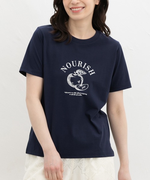 Honeys（ハニーズ）の「【ハニさら・接触冷感・ＵＶカット】フルーツ柄プリントＴ（Tシャツ/カットソー・レディース・ホワイト系その他/ピンク/スミクロ/ネイビー/ホワイト×レッド・L/LL/M/S）」の13枚目の写真