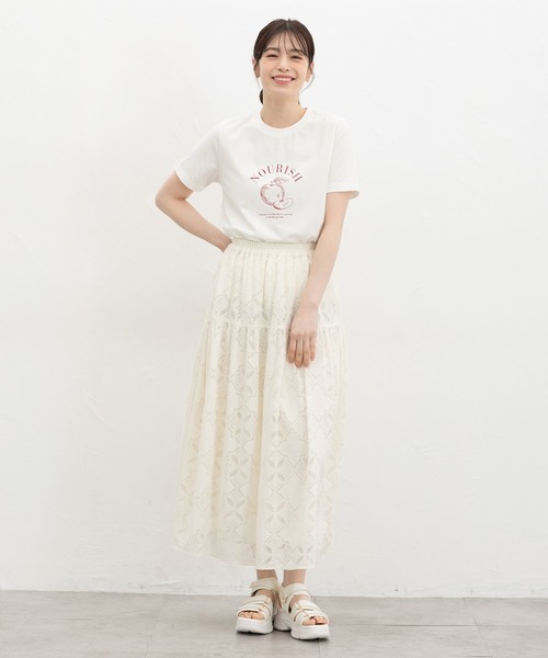 Honeys（ハニーズ）の「【ハニさら・接触冷感・ＵＶカット】フルーツ柄プリントＴ（Tシャツ/カットソー・レディース・ホワイト系その他/ピンク/スミクロ/ネイビー/ホワイト×レッド・L/LL/M/S）」の16枚目の写真