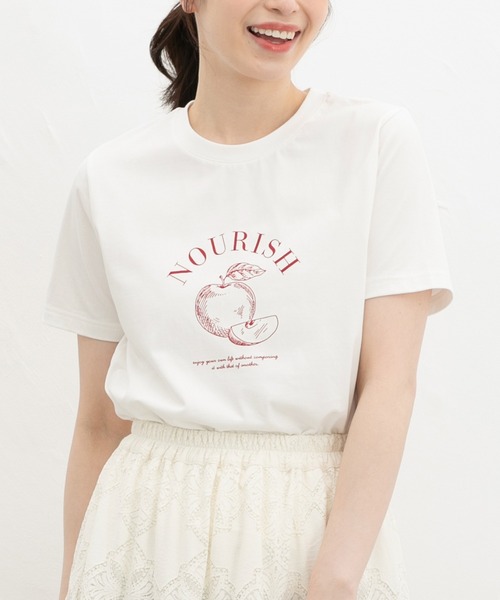 Honeys（ハニーズ）の「【ハニさら・接触冷感・ＵＶカット】フルーツ柄プリントＴ（Tシャツ/カットソー・レディース・ホワイト系その他/ピンク/スミクロ/ネイビー/ホワイト×レッド・L/LL/M/S）」の17枚目の写真