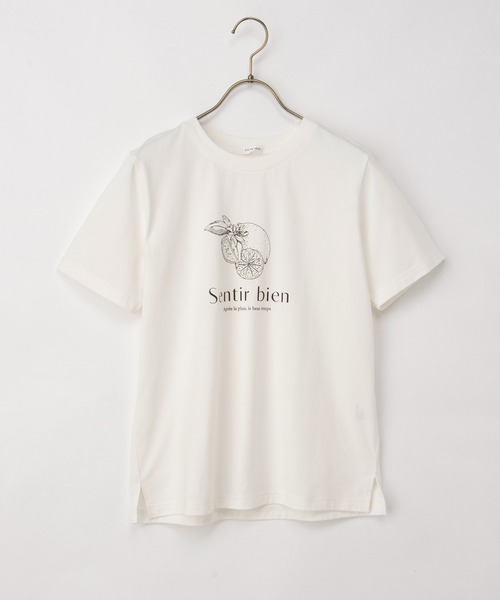 Honeys（ハニーズ）の「【ハニさら・接触冷感・ＵＶカット】フルーツ柄プリントＴ（Tシャツ/カットソー・レディース・ホワイト系その他/ピンク/スミクロ/ネイビー/ホワイト×レッド・L/LL/M/S）」の18枚目の写真