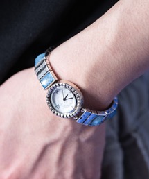 an meets zakka レトロアンティーク装飾カッティングカラーストーンバンドブレスレットウォッチ