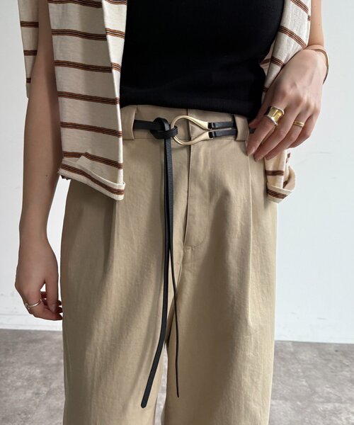 DouDou（ドゥドゥ）の「Uバックルコードベルト（ベルト・レディース・ブラック/キャメル/ベージュ・FREE）」の6枚目の写真