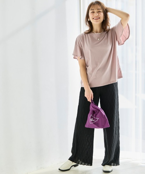 SMILE LAND(スマイルランド)の「<大きいサイズ>カットソーレースストレートパンツ(ゆったりヒップ)(その他パンツ・レディース・グレー・4L/3L/LL/L)」の4枚目の写真