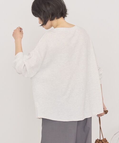 AMERICAN HOLIC(アメリカンホリック)の「【選べる丈】ヘンリーネック ワッフルメロープルオーバー(Tシャツ/カットソー・レディース・ホワイト系その他/ライトグリーン/チャコールグレー・M/L)」の7枚目の写真