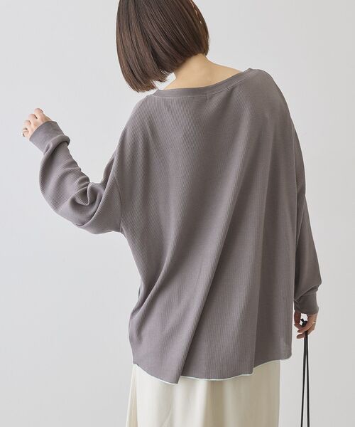 AMERICAN HOLIC(アメリカンホリック)の「【選べる丈】ヘンリーネック ワッフルメロープルオーバー(Tシャツ/カットソー・レディース・ホワイト系その他/ライトグリーン/チャコールグレー・M/L)」の16枚目の写真