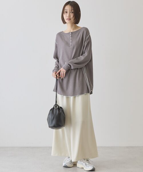 AMERICAN HOLIC(アメリカンホリック)の「【選べる丈】ヘンリーネック ワッフルメロープルオーバー(Tシャツ/カットソー・レディース・ホワイト系その他/ライトグリーン/チャコールグレー・M/L)」の22枚目の写真