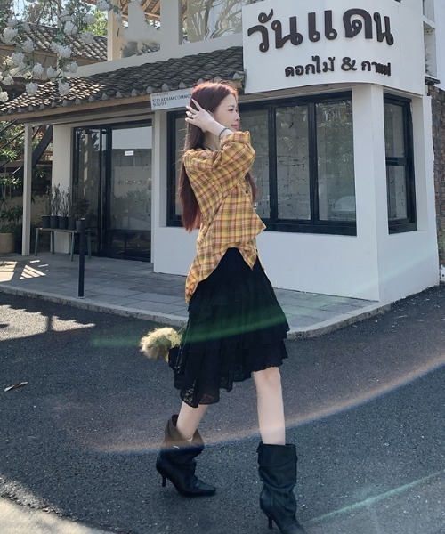 Aelina（エリナ）の「レースイレギュラーAラインスカート（スカート・レディース・ブラック/ホワイト・M/L/S）」の15枚目の写真