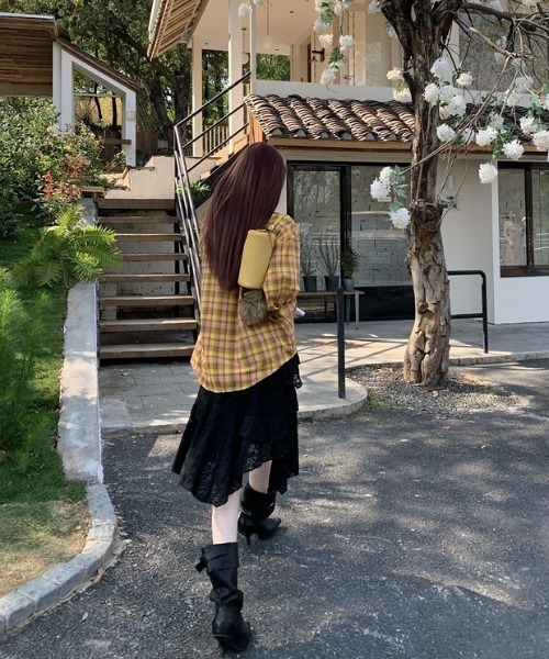 Aelina（エリナ）の「レースイレギュラーAラインスカート（スカート・レディース・ブラック/ホワイト・M/L/S）」の17枚目の写真