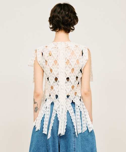 PRANK PROJECT(プランクプロジェクト)の「【2026Summer Pre-Order】レーステープトップ / Lace Tape Cross Top(Tシャツ/カットソー・レディース・ホワイト/ブラック・FREE)」の17枚目の写真