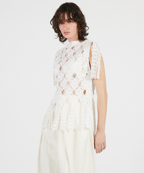 PRANK PROJECT(プランクプロジェクト)の「【2026Summer Pre-Order】レーステープトップ / Lace Tape Cross Top(Tシャツ/カットソー・レディース・ホワイト/ブラック・FREE)」の3枚目の写真