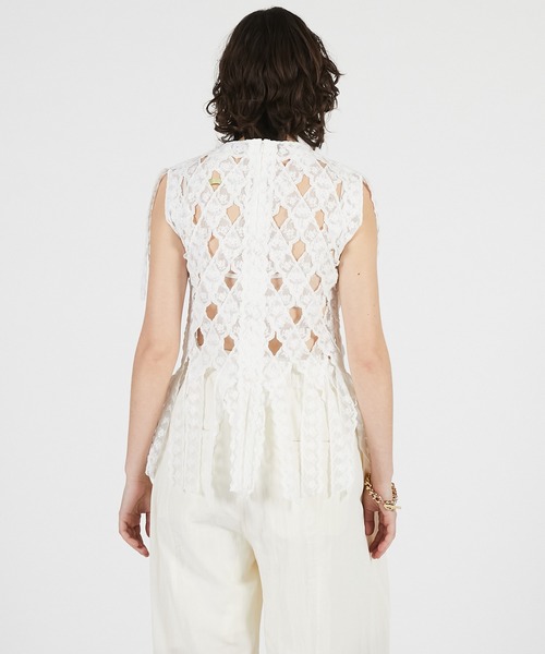 PRANK PROJECT(プランクプロジェクト)の「【2026Summer Pre-Order】レーステープトップ / Lace Tape Cross Top(Tシャツ/カットソー・レディース・ホワイト/ブラック・FREE)」の4枚目の写真