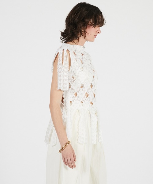 PRANK PROJECT(プランクプロジェクト)の「【2026Summer Pre-Order】レーステープトップ / Lace Tape Cross Top(Tシャツ/カットソー・レディース・ホワイト/ブラック・FREE)」の5枚目の写真
