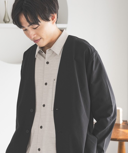GLOBAL WORK(グローバルワーク)の「クリーンサッカーシャツカーデ長袖/638153(シャツ/ブラウス・メンズ・ネイビー/ブラック・MEDIUM/LARGE/X-LARGE/SMALL)」の4枚目の写真