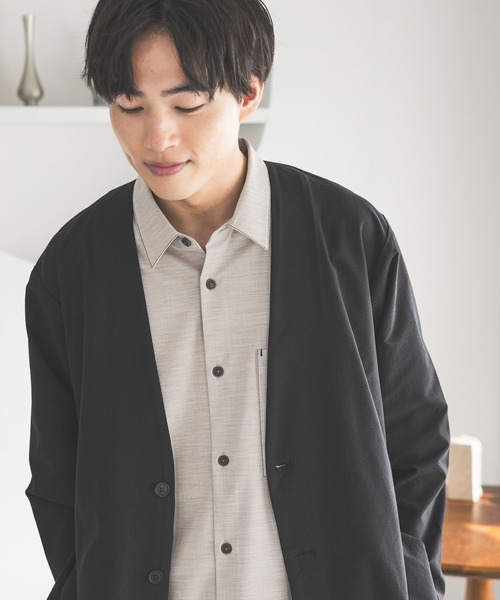 GLOBAL WORK(グローバルワーク)の「クリーンサッカーシャツカーデ長袖/638153(シャツ/ブラウス・メンズ・ネイビー/ブラック・MEDIUM/LARGE/X-LARGE/SMALL)」の5枚目の写真
