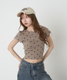 ハート柄コンパクトTシャツ