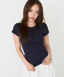 ハート柄コンパクトTシャツ