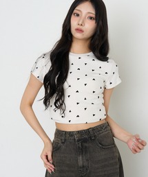 ハート柄コンパクトTシャツ