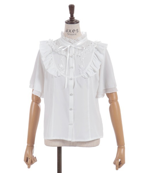 axes femme(アクシーズファム)の「レース切替フリルスタンドブラウス(シャツ/ブラウス・レディース・ホワイト/イエロー/ブラック・FREE)」の17枚目の写真