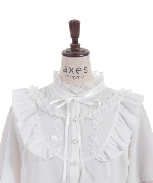 axes femme(アクシーズファム)の「レース切替フリルスタンドブラウス(シャツ/ブラウス・レディース・ホワイト/イエロー/ブラック・FREE)」の20枚目の写真