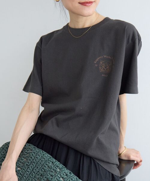 le.coeur blanc(ルクールブラン)の「Regency Works CAT Tシャツ(Tシャツ/カットソー・レディース・ブラック/ネイビー/ホワイト・38)」の1枚目の写真