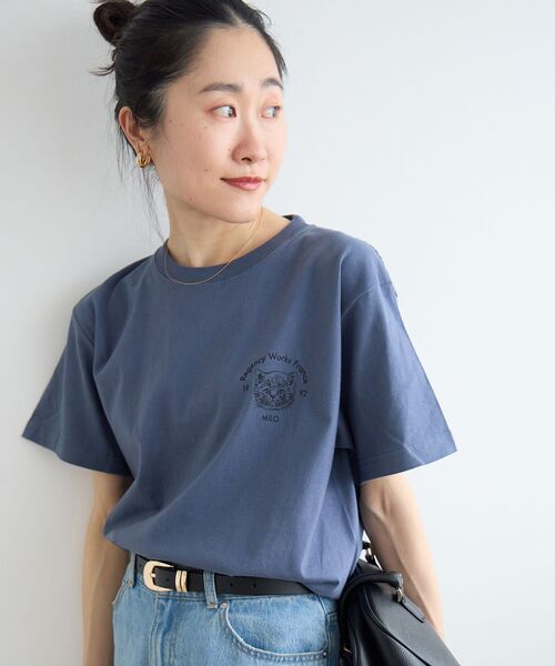 le.coeur blanc(ルクールブラン)の「Regency Works CAT Tシャツ(Tシャツ/カットソー・レディース・ブラック/ネイビー/ホワイト・38)」の5枚目の写真