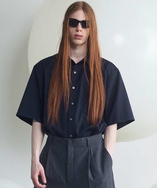 MAISON SPECIAL Woolシャツ　ブラック　サイズ0 UNISEX》NISHIKAWA KEORI Wool Mix Prime-Over Short Sleeve Shirt