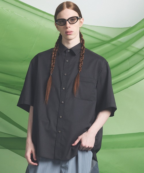 UNISEX》NISHIKAWA KEORI Wool Mix Prime-Over Short Sleeve Shirt