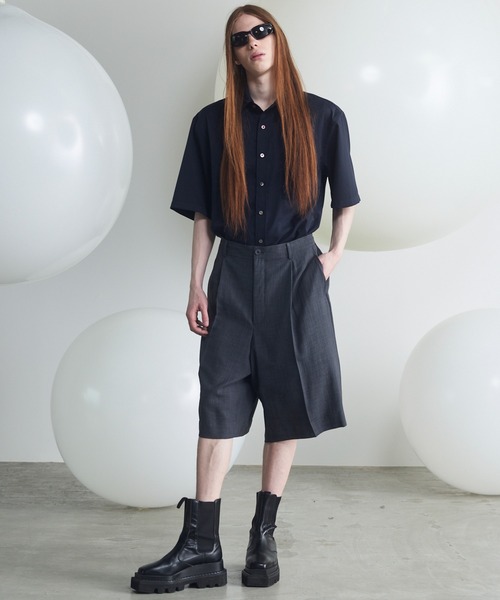 MAISON SPECIAL(メゾンスペシャル)の「《UNISEX》NISHIKAWA KEORI Wool Mix Prime-Over Short Sleeve Shirt/NISHIKAWA KEORIウールミックスプライムオーバーショートスリーブシャツ【MAISON SPECIAL/メゾンスペシャル】■セットアップ対応■(シャツ/ブラウス・メンズ・ダークブラック/その他1/ネイビー/グレイッシュベージュ/ブラック・2/1/0)」の10枚目の写真