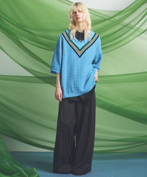 MAISON SPECIAL(メゾンスペシャル)の「《UNISEX》NISHIKAWA KEORI Wool Mix Prime-Over Short Sleeve Shirt/NISHIKAWA KEORIウールミックスプライムオーバーショートスリーブシャツ【MAISON SPECIAL/メゾンスペシャル】■セットアップ対応■(シャツ/ブラウス・メンズ・ダークブラック/その他1/ネイビー/グレイッシュベージュ/ブラック・2/1/0)」の7枚目の写真