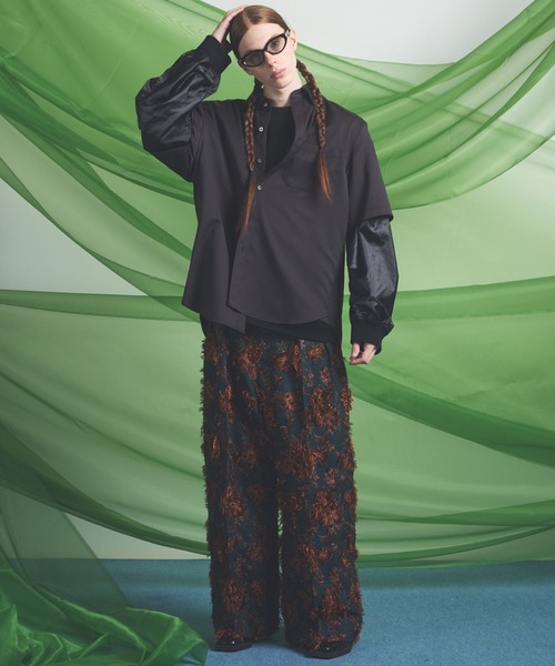 MAISON SPECIAL(メゾンスペシャル)の「《UNISEX》NISHIKAWA KEORI Wool Mix Prime-Over Short Sleeve Shirt/NISHIKAWA KEORIウールミックスプライムオーバーショートスリーブシャツ【MAISON SPECIAL/メゾンスペシャル】■セットアップ対応■(シャツ/ブラウス・メンズ・ダークブラック/その他1/ネイビー/グレイッシュベージュ/ブラック・2/1/0)」の9枚目の写真