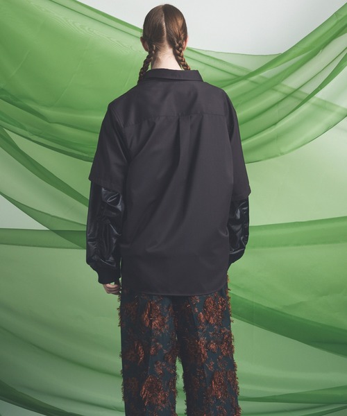 MAISON SPECIAL(メゾンスペシャル)の「《UNISEX》NISHIKAWA KEORI Wool Mix Prime-Over Short Sleeve Shirt/NISHIKAWA KEORIウールミックスプライムオーバーショートスリーブシャツ【MAISON SPECIAL/メゾンスペシャル】■セットアップ対応■(シャツ/ブラウス・メンズ・ダークブラック/その他1/ネイビー/グレイッシュベージュ/ブラック・2/1/0)」の20枚目の写真