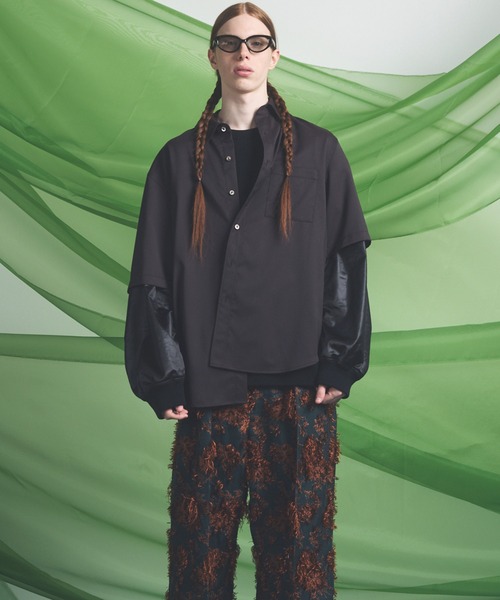 MAISON SPECIAL(メゾンスペシャル)の「《UNISEX》NISHIKAWA KEORI Wool Mix Prime-Over Short Sleeve Shirt/NISHIKAWA KEORIウールミックスプライムオーバーショートスリーブシャツ【MAISON SPECIAL/メゾンスペシャル】■セットアップ対応■(シャツ/ブラウス・メンズ・ダークブラック/その他1/ネイビー/グレイッシュベージュ/ブラック・2/1/0)」の18枚目の写真