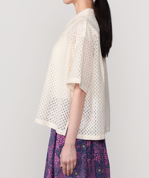 Bshop（ビショップ）の「INDIA INDUSTRY | フラワーレース 半袖シャツ WOMEN（シャツ/ブラウス・レディース・ブルー系その他/ブラック/アイボリー・1）」の12枚目の写真