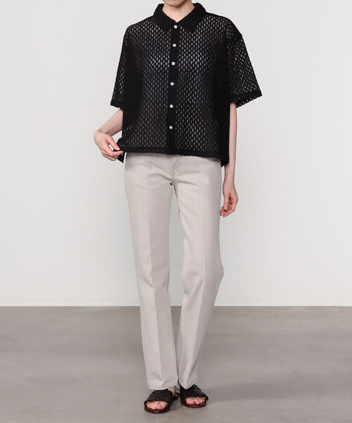 Bshop（ビショップ）の「INDIA INDUSTRY | フラワーレース 半袖シャツ WOMEN（シャツ/ブラウス・レディース・ブルー系その他/ブラック/アイボリー・1）」の14枚目の写真