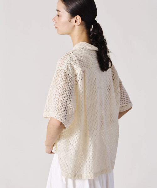 Bshop（ビショップ）の「INDIA INDUSTRY | フラワーレース 半袖シャツ WOMEN（シャツ/ブラウス・レディース・ブルー系その他/ブラック/アイボリー・1）」の8枚目の写真