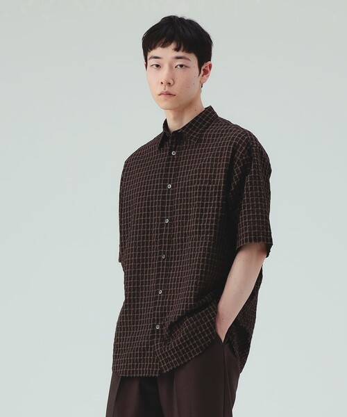 BEAMS HEART(ビームスハート)の「【7/9値下げ】シアサッカー チェック ショートスリーブ シャツ(ユニセックス)(シャツ/ブラウス・メンズ・ダークブラウン/チャコールグレー・LARGE/SMALL/MEDIUM)」の10枚目の写真