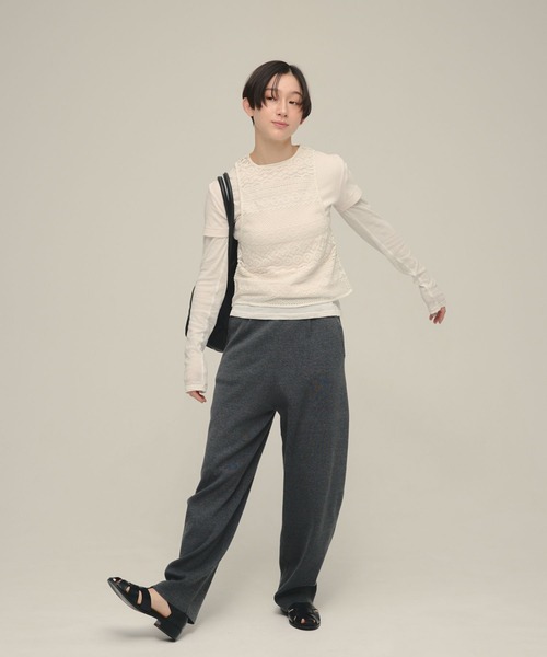 eL(エル)の「【eL】Lace American Sleeve Tank Top/643996(タンクトップ・レディース・ブラック/オフホワイト・FREE)」の4枚目の写真