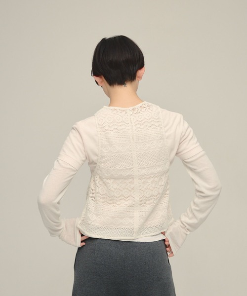 eL(エル)の「【eL】Lace American Sleeve Tank Top/643996(タンクトップ・レディース・ブラック/オフホワイト・FREE)」の7枚目の写真
