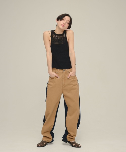 eL(エル)の「【eL】Lace American Sleeve Tank Top/643996(タンクトップ・レディース・ブラック/オフホワイト・FREE)」の9枚目の写真