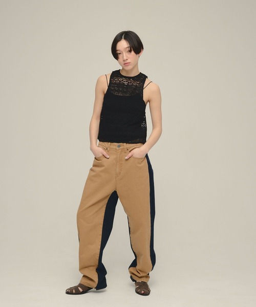 eL(エル)の「【eL】Lace American Sleeve Tank Top/643996(タンクトップ・レディース・ブラック/オフホワイト・FREE)」の10枚目の写真