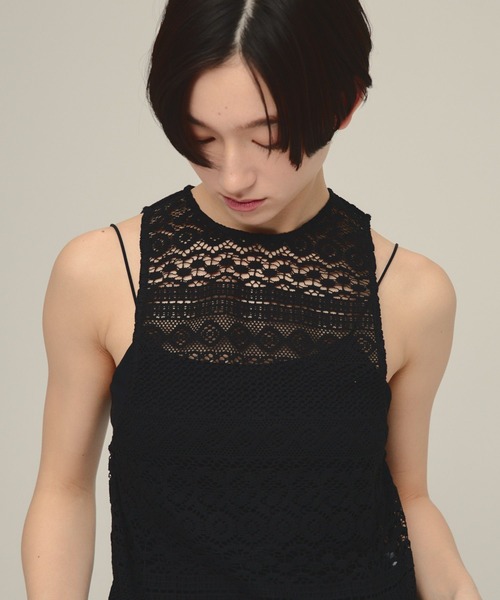 eL(エル)の「【eL】Lace American Sleeve Tank Top/643996(タンクトップ・レディース・ブラック/オフホワイト・FREE)」の13枚目の写真