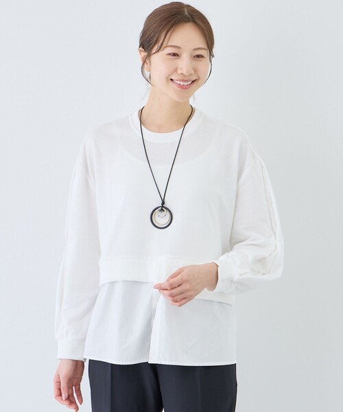 Jayro(ジャイロ)の「ブラウスレイヤード風プルオーバー(Tシャツ/カットソー・レディース・ブラック系その他/グレー/ベージュ/ホワイト系その他/ネイビー・M)」の2枚目の写真