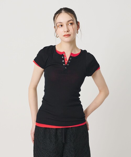 PALM(パーム)の「【別注】<PALM>ヘンリーネック トップス(Tシャツ/カットソー・レディース・ブラック/レッド・FREE)」の9枚目の写真