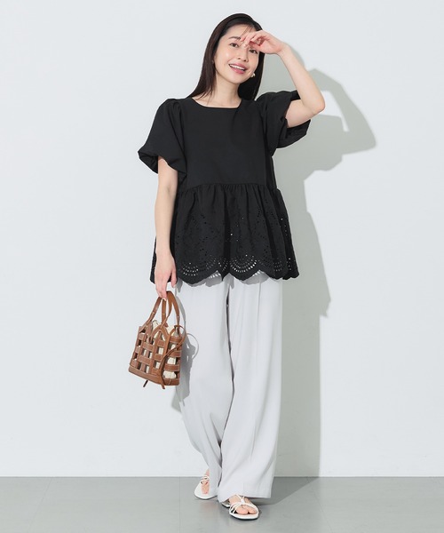 coca(coca)(コカ)の「パンチングレースフレアブラウス(シャツ/ブラウス・レディース・ホワイト/ブラック・L/M)」の11枚目の写真