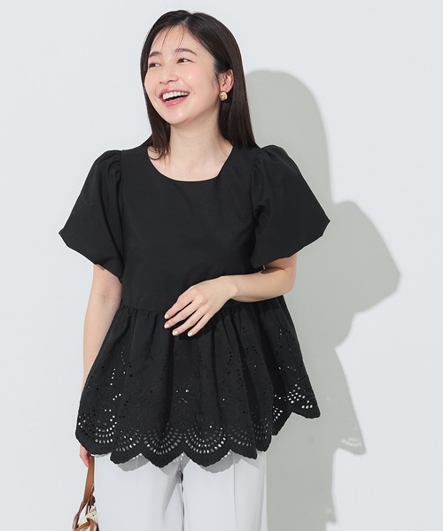 coca(coca)(コカ)の「パンチングレースフレアブラウス(シャツ/ブラウス・レディース・ホワイト/ブラック・L/M)」の16枚目の写真