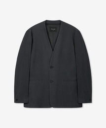 TNGT（ティーエヌジーティー）の「Kinoshita Seersucker Collarless Jacket (Grey) TNJA6E206G2（テーラードジャケット）」