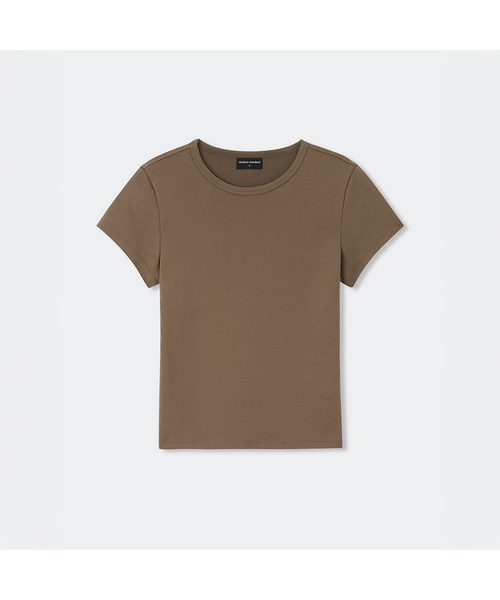 MUSINSA STANDARD WOMAN（ムシンサスタンダードウーマン）の「[クールタンダード] ウィメンズスリムクルーネックTシャツ (5色)（Tシャツ/カットソー・レディース・ブラック/ホワイト/ライトグレー/ピンク/ブラウン・X-SMALL/SMALL/MEDIUM/LARGE）」の4枚目の写真