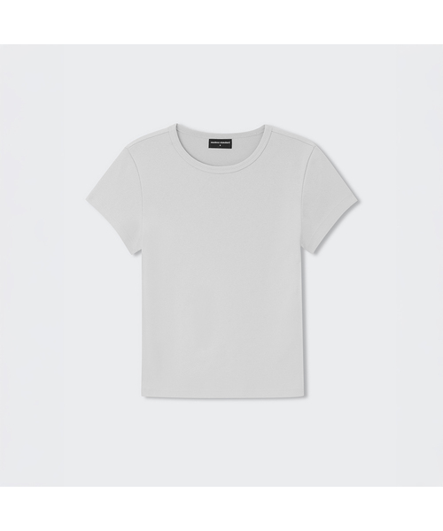 MUSINSA STANDARD WOMAN（ムシンサスタンダードウーマン）の「[クールタンダード] ウィメンズスリムクルーネックTシャツ (5色)（Tシャツ/カットソー・レディース・ブラック/ホワイト/ライトグレー/ピンク/ブラウン・X-SMALL/SMALL/MEDIUM/LARGE）」の3枚目の写真