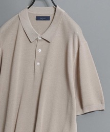 Cooling Pique Texture Knit Polo Shirt / 14G 接触冷感 鹿の子編み ルーズシルエット サマーニットポロシャツ メンズ 半袖 ビッグシルエット オーバーサイズ 無地 シンプル